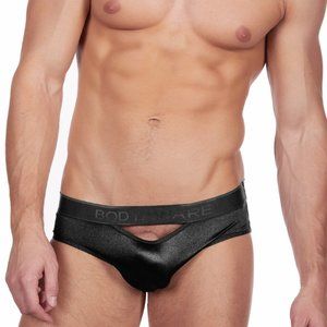 Body Aware Satin G Brief, Sexy, Black 2XL, NEW
